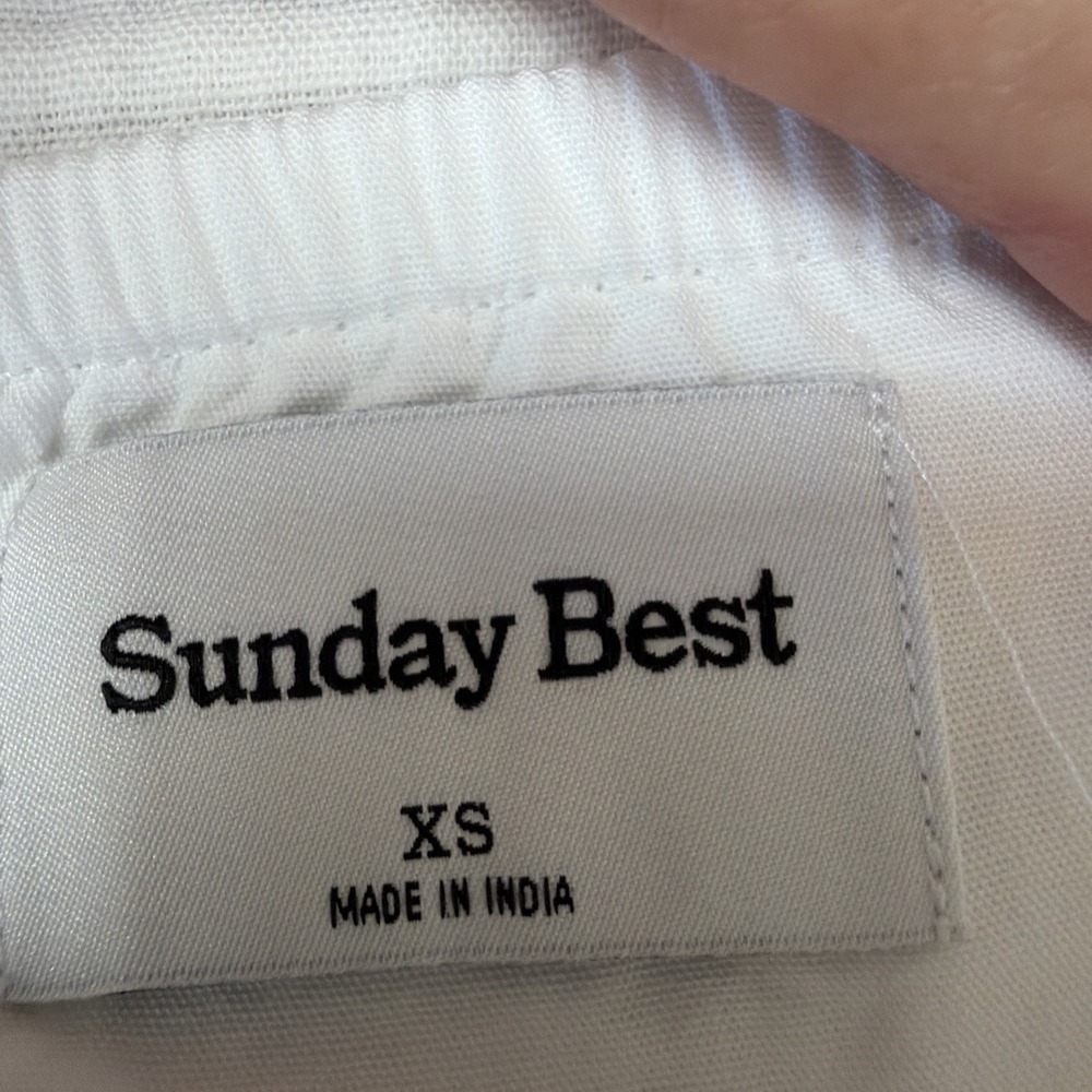 Sunday Best Aritzia Smocked Mini Dress XS White Wedding Coquette Preppy Girly - Picture 6 of 9